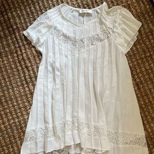 Zimmermann white pleated and lace tunic